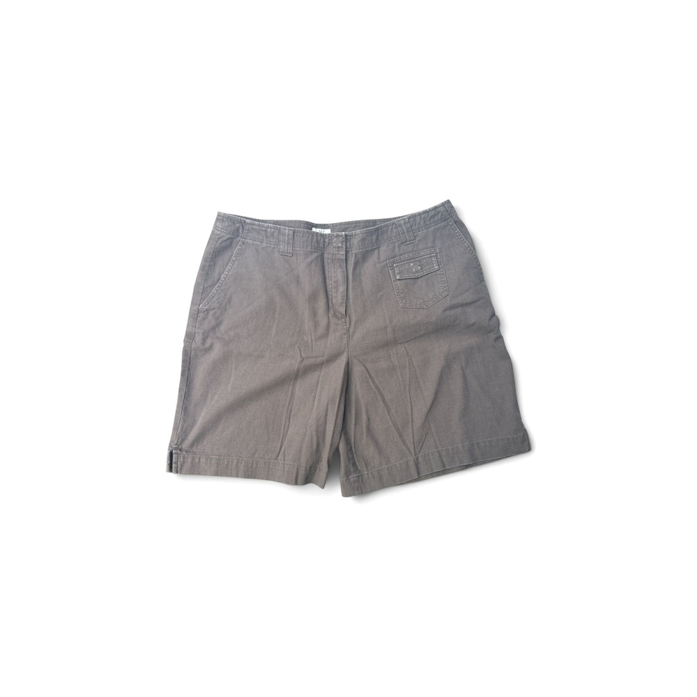 J. Jill Womens 18 Light Brown Cotton Chino Wide Leg Shorts Flat Front 625621